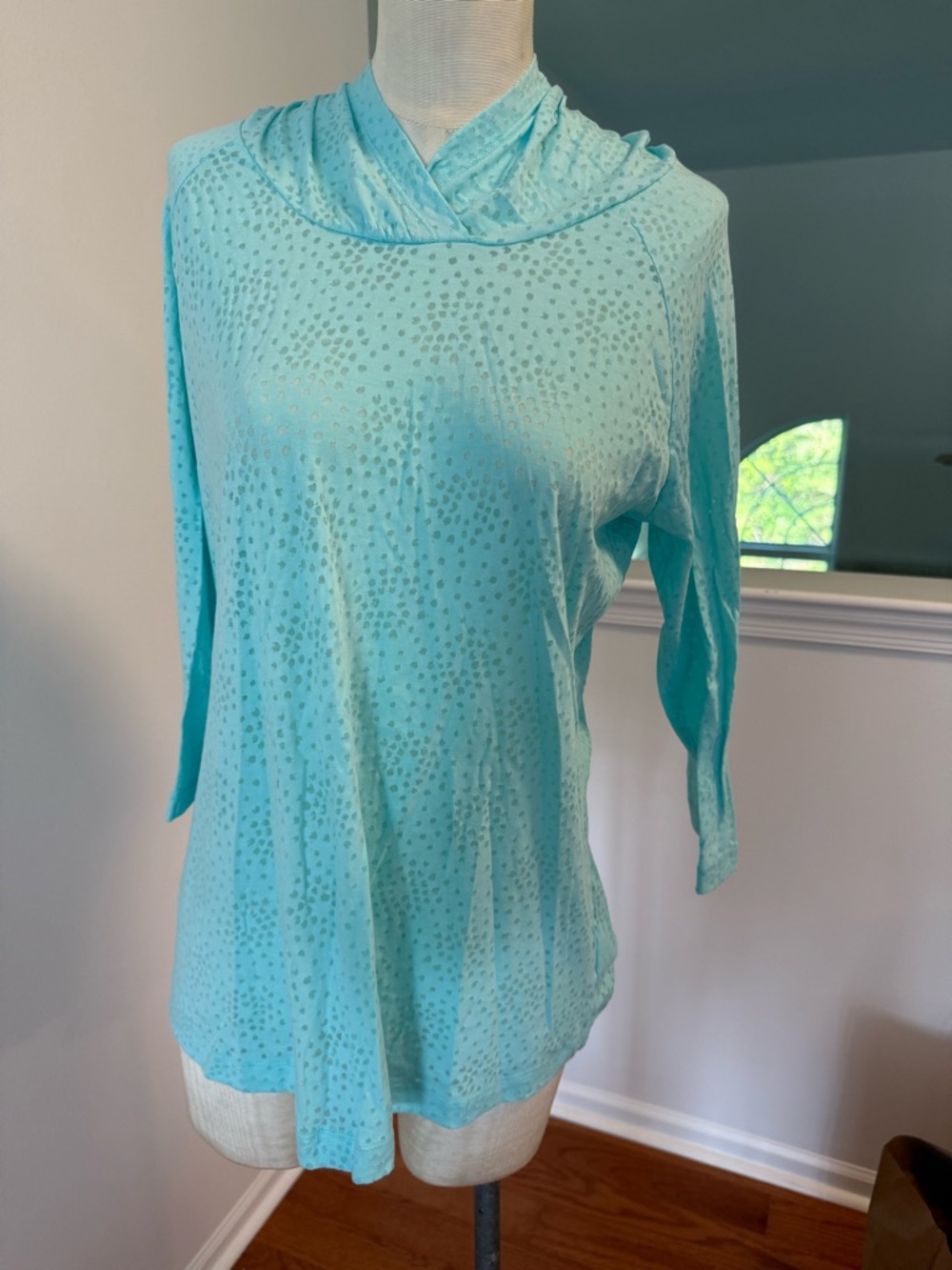 Columbia Aqua Dot-Pattern Long Sleeve Top